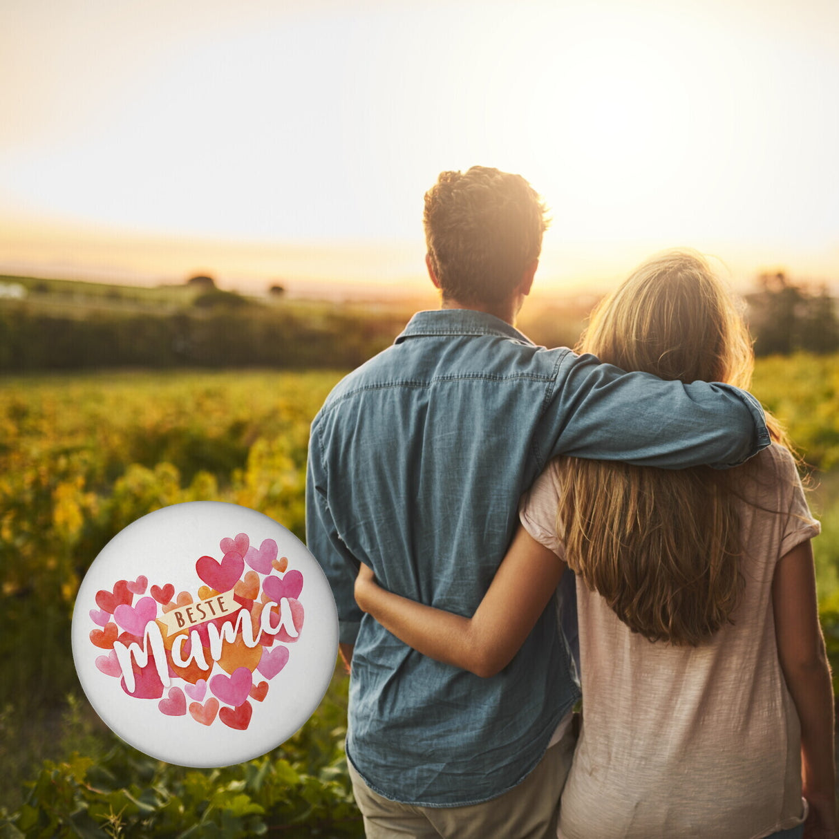 Herzen Magnet rund mit Spruch Beste Mama