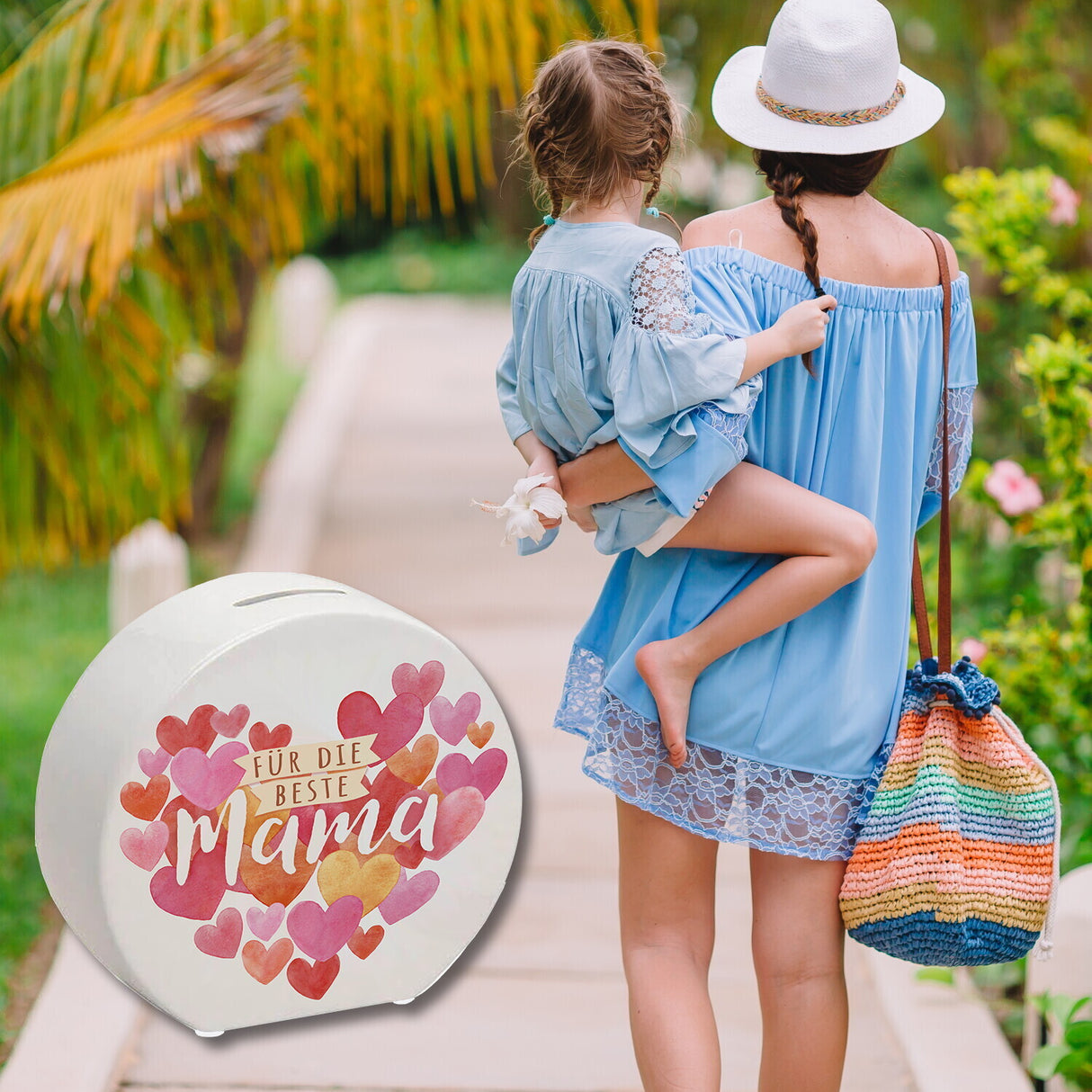 Herzen Spardose mit Spruch Für die beste Mama