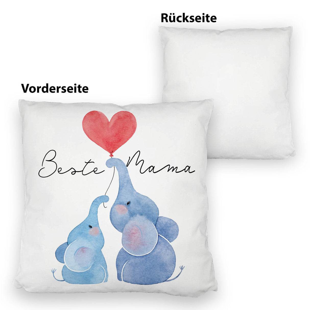 Elefant Mutter und Kind Kissen mit Spruch Beste Mama