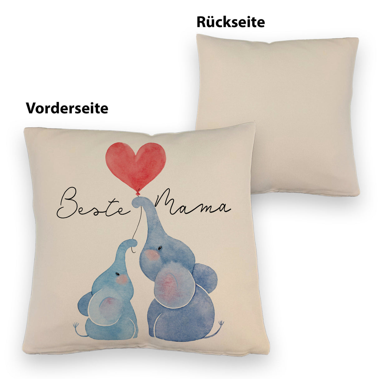 Elefant Mutter und Kind Kissen mit Spruch Beste Mama