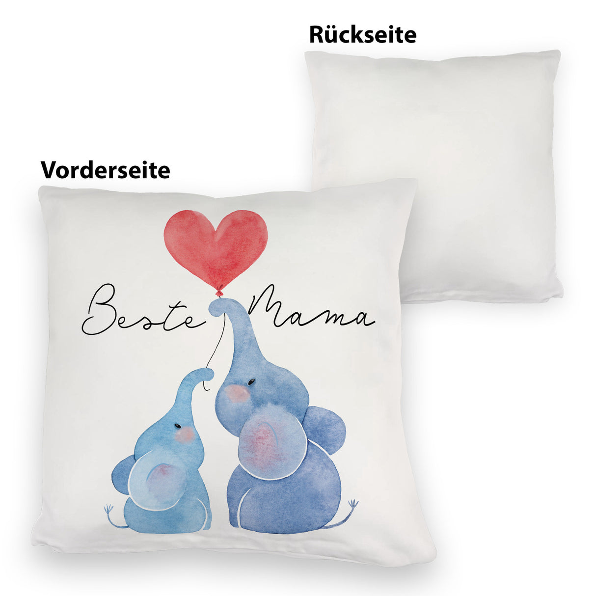 Elefant Mutter und Kind Kissen mit Spruch Beste Mama