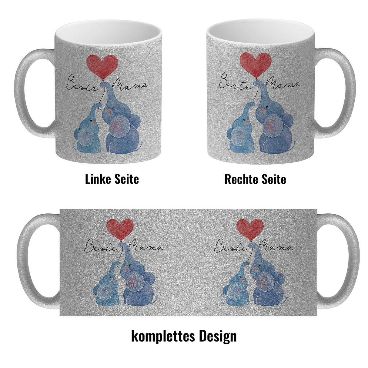 Elefant Mutter und Kind Kaffeebecher mit Spruch Beste Mama