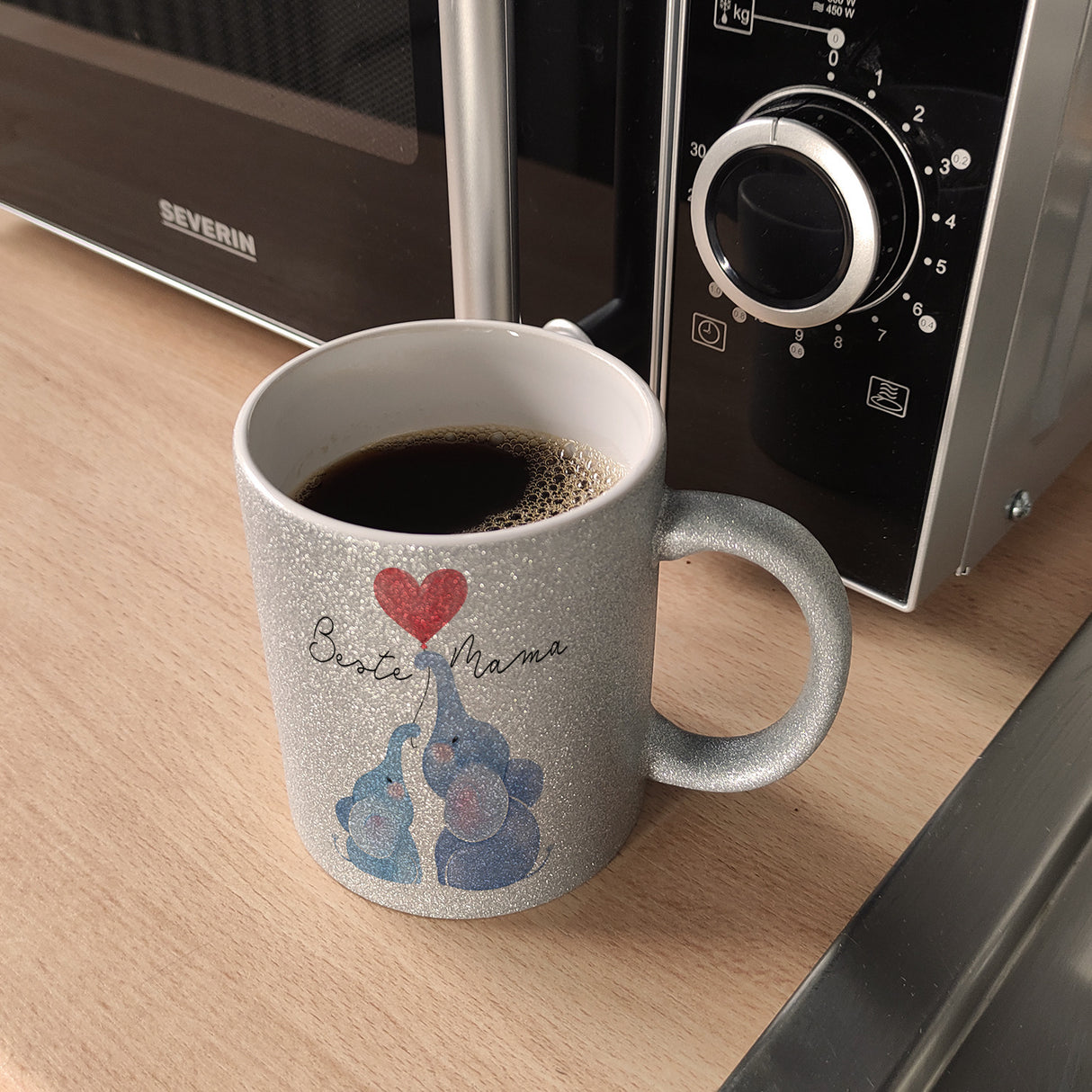 Elefant Mutter und Kind Kaffeebecher mit Spruch Beste Mama