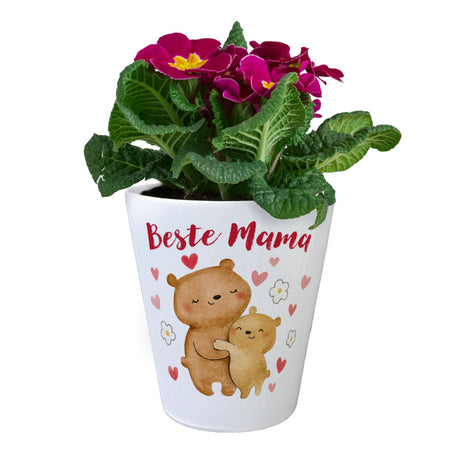 Bären Mutter und Kind Blumentopf mit Spruch Beste Mama