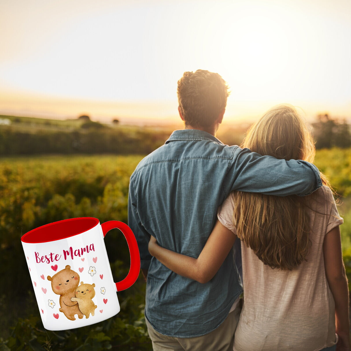 Bären Mutter und Kind Kaffeebecher mit Spruch Beste Mama