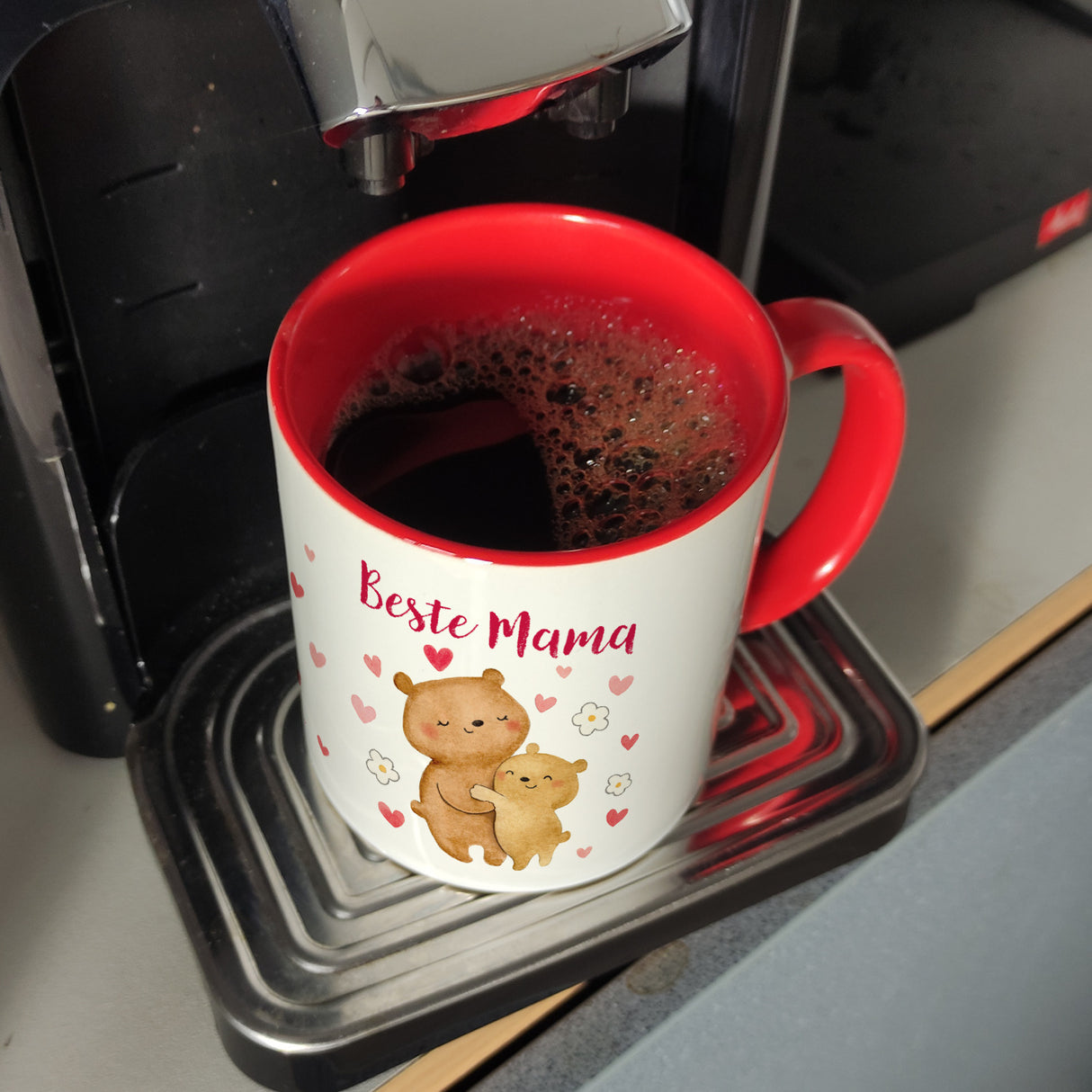 Bären Mutter und Kind Kaffeebecher mit Spruch Beste Mama