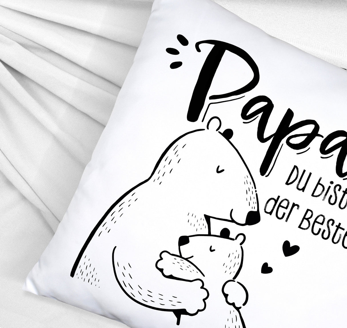 Bären Papa und Kind Kissen mit Spruch Papa du bist der Beste