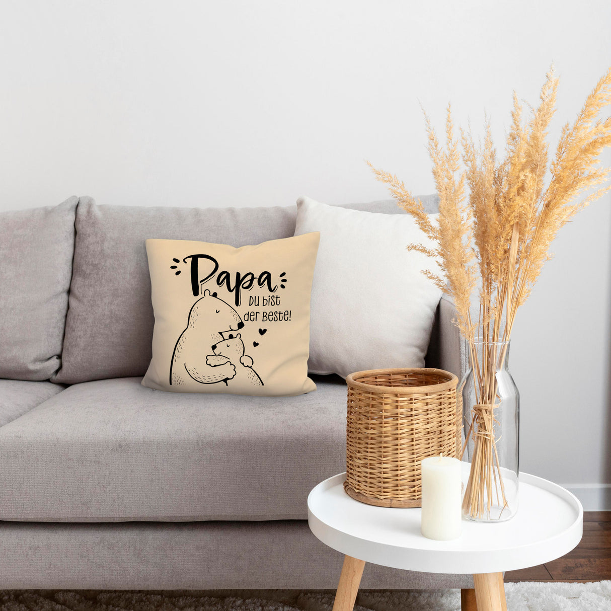 Bären Papa und Kind Kissen mit Spruch Papa du bist der Beste