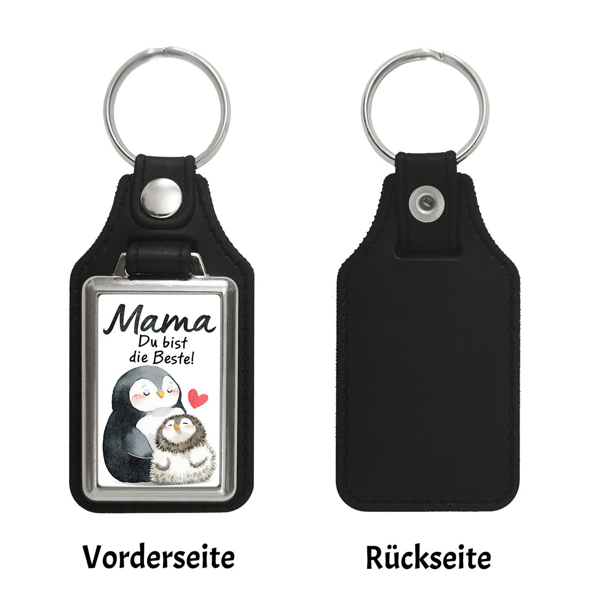 Pinguin Mutter und Kind Schlüsselanhänger mit Spruch Mama du bist die Beste