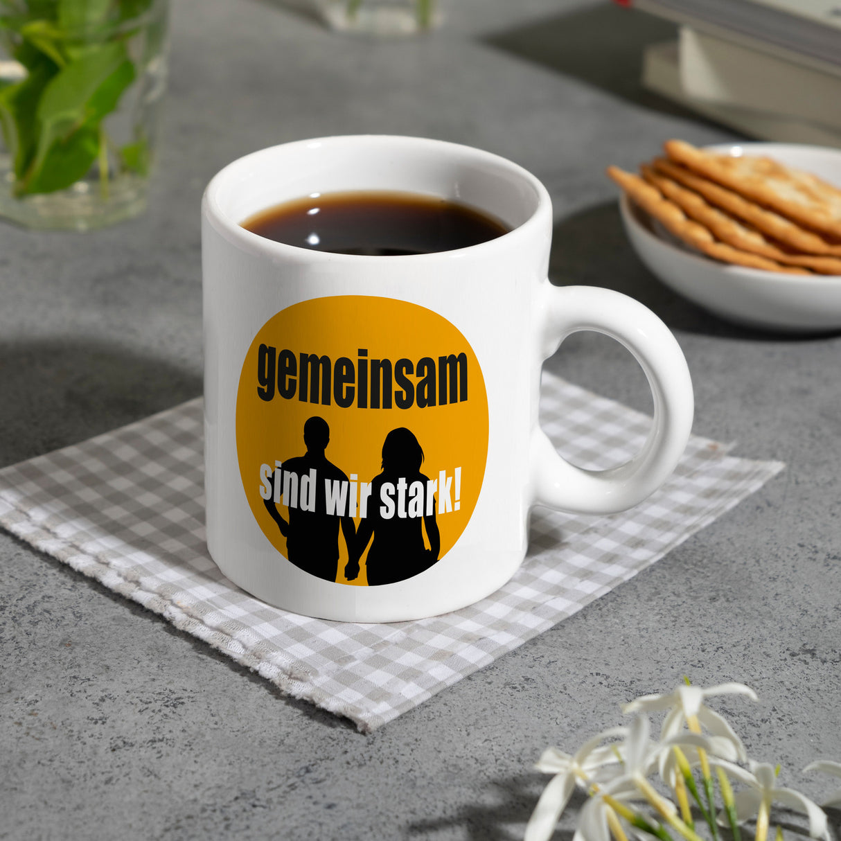 Freundschaft & Liebe Kaffeebecher mit Spruch Gemeinsam sind wir stark