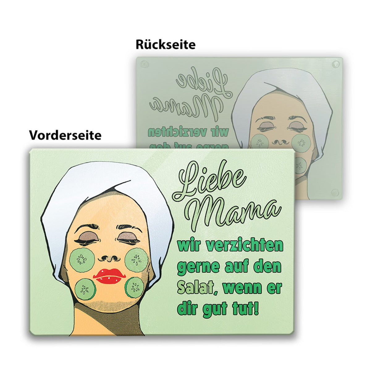 Liebe Mama Schneidebrett aus Glas Glas mit Spruch wir verzichten für dein Wohl