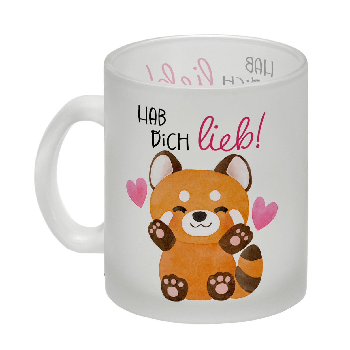 Roter Panda Kaffeebecher mit Spruch Hab dich lieb