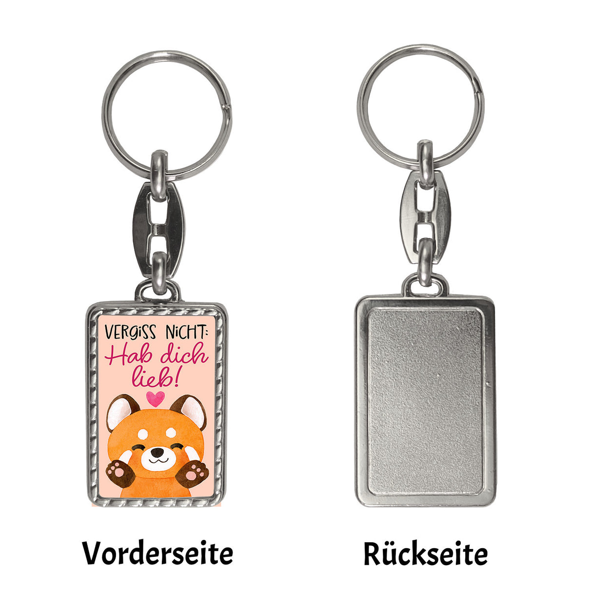 Roter Panda Schlüsselanhänger mit Spruch Vergiss nicht Hab dich lieb