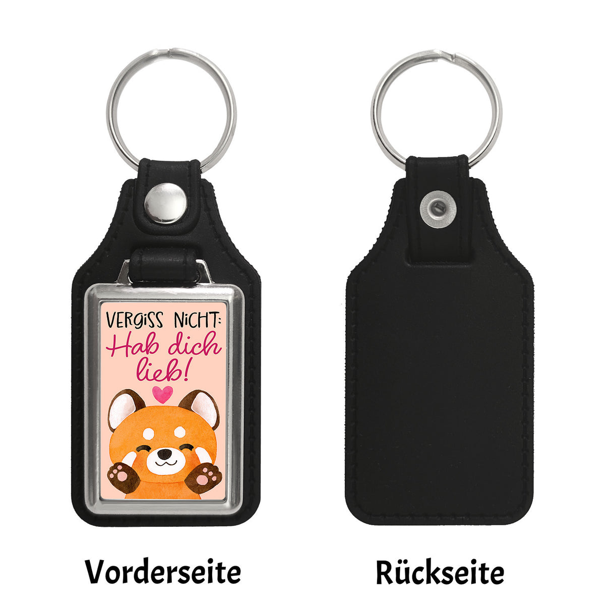 Roter Panda Schlüsselanhänger mit Spruch Vergiss nicht Hab dich lieb