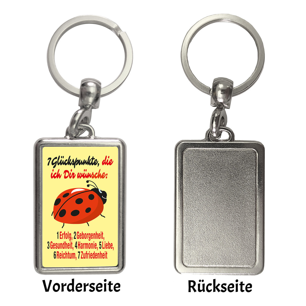 Marienkäfer Schlüsselanhänger mit Spruch Sieben Glückspunkte