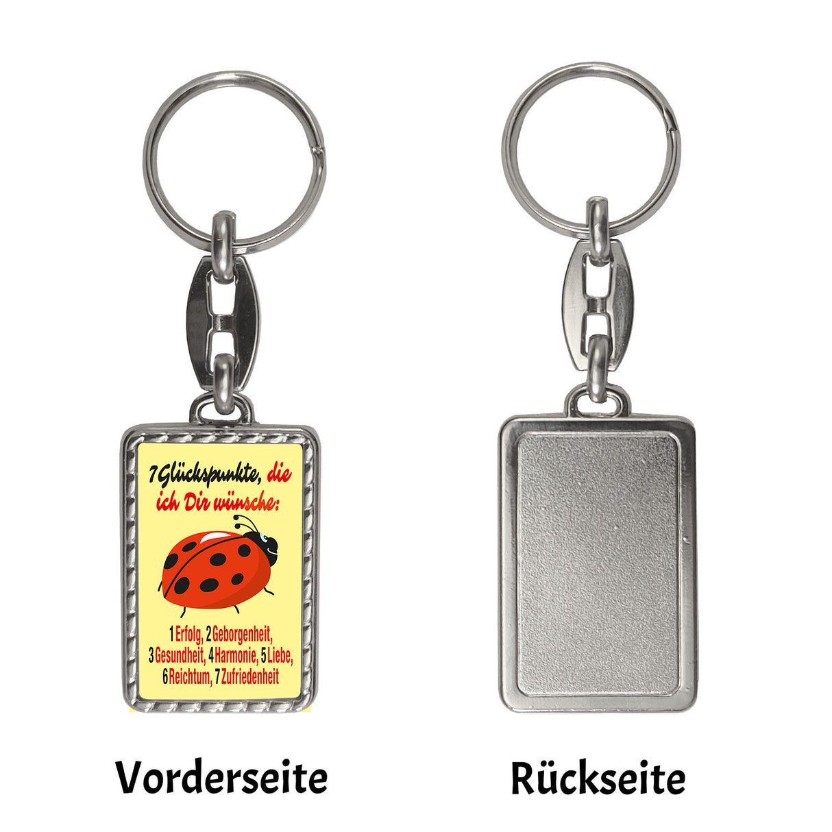 Marienkäfer Schlüsselanhänger mit Spruch Sieben Glückspunkte