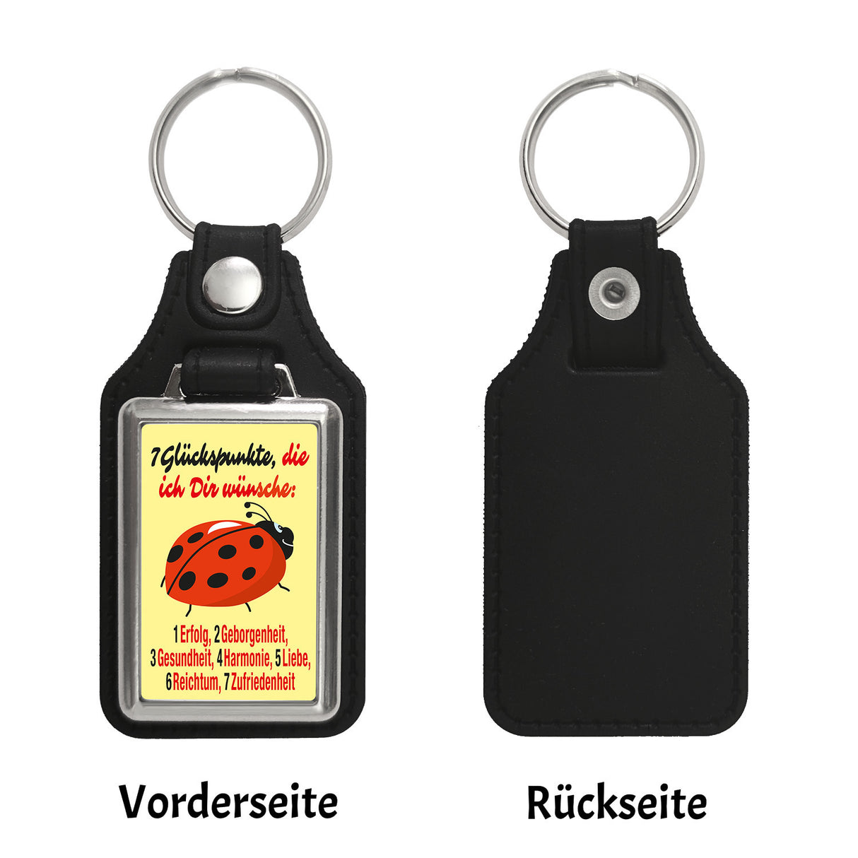 Marienkäfer Schlüsselanhänger mit Spruch Sieben Glückspunkte