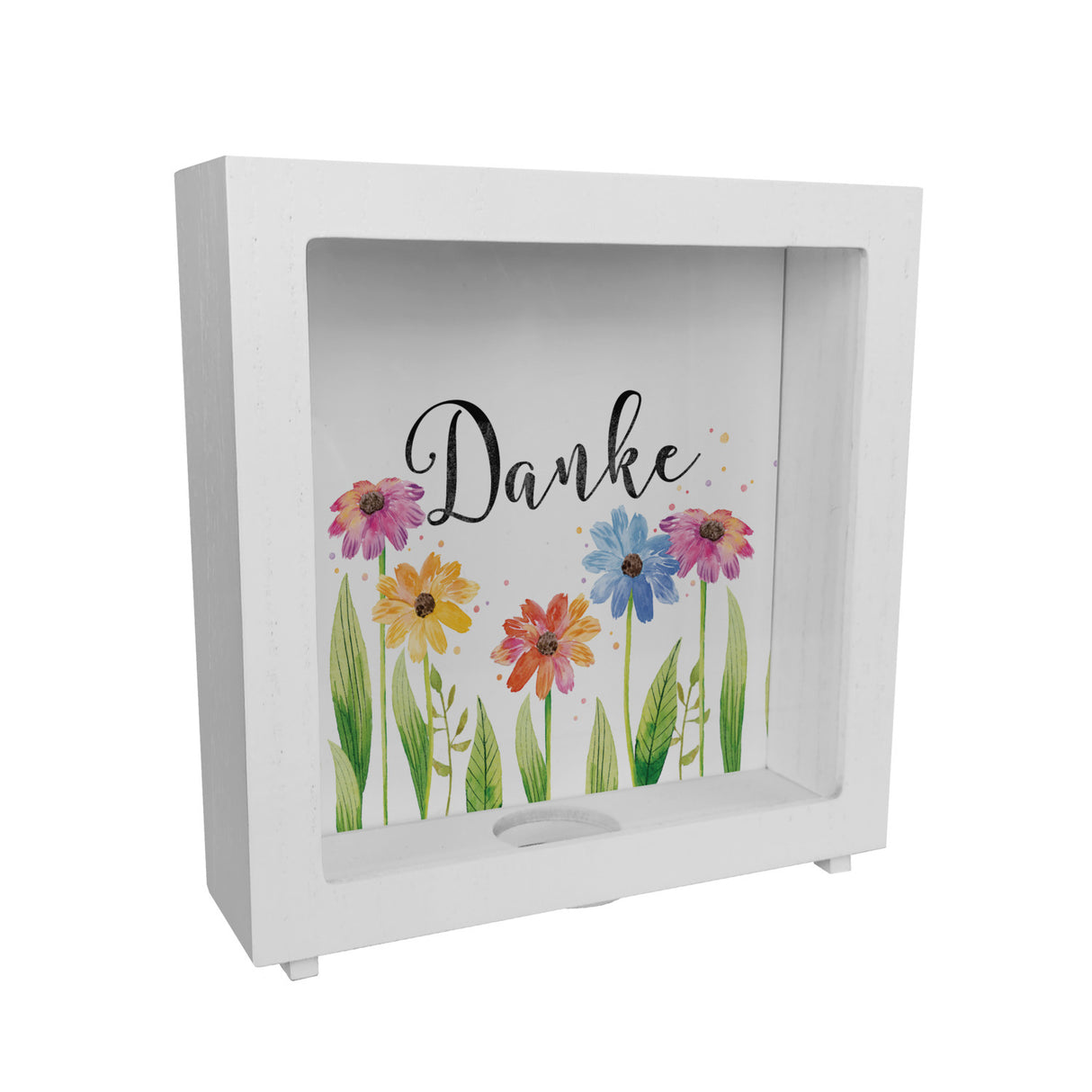 Blumen Spardose mit Spruch Danke