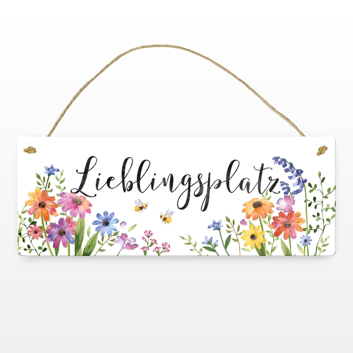 Blumenwiese Metallschild mit Spruch Lieblingsplatz