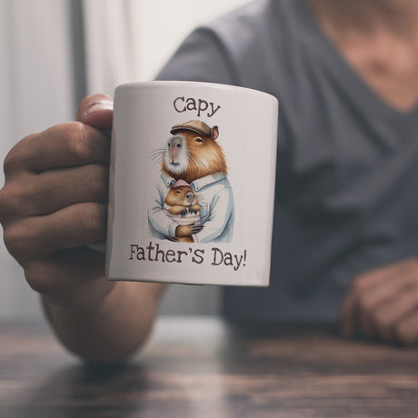 Capybara-Papa Aquarell-Optik Kaffeebecher mit Spruch Capy Father's Day