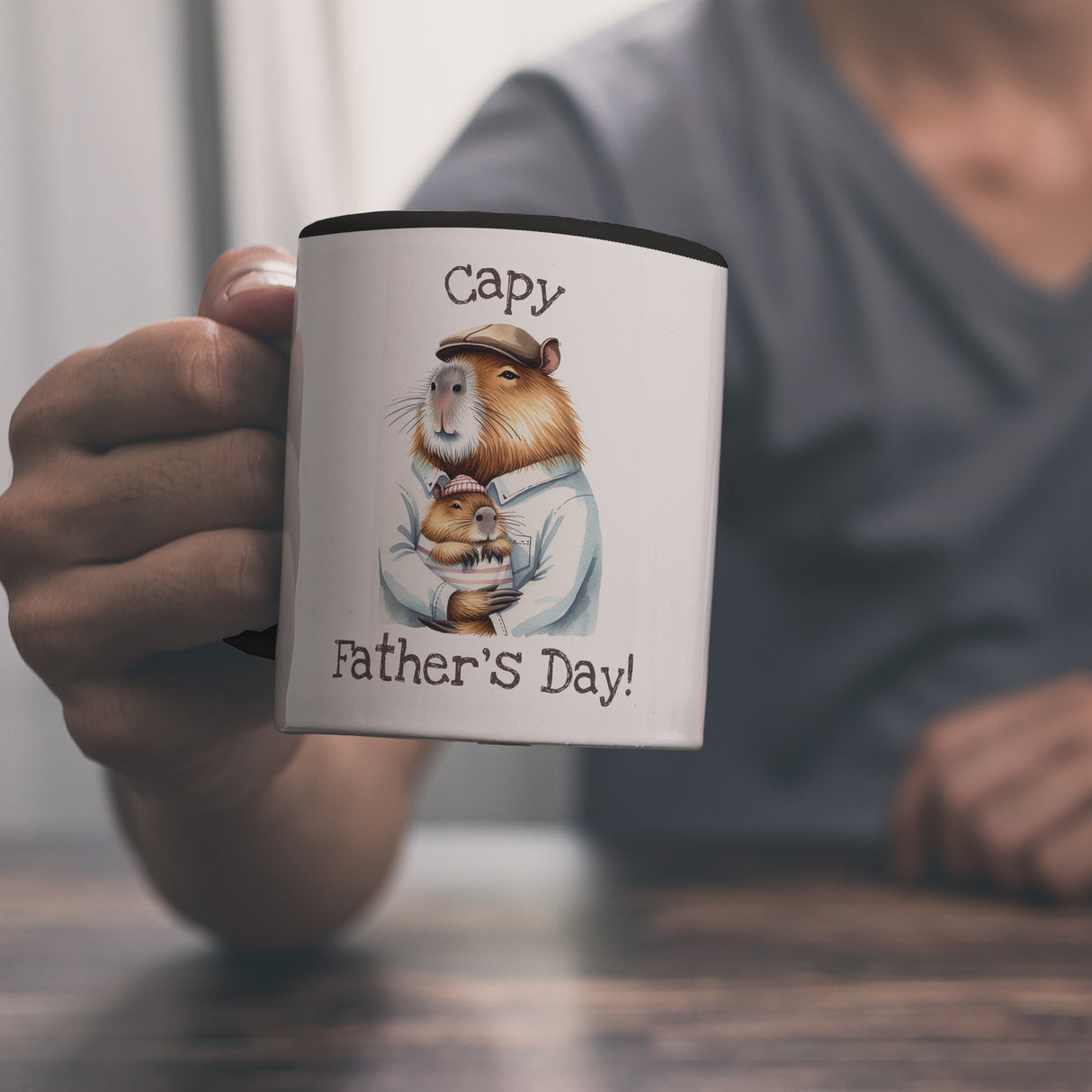 Capybara-Papa Aquarell-Optik Kaffeebecher mit Spruch Capy Father's Day