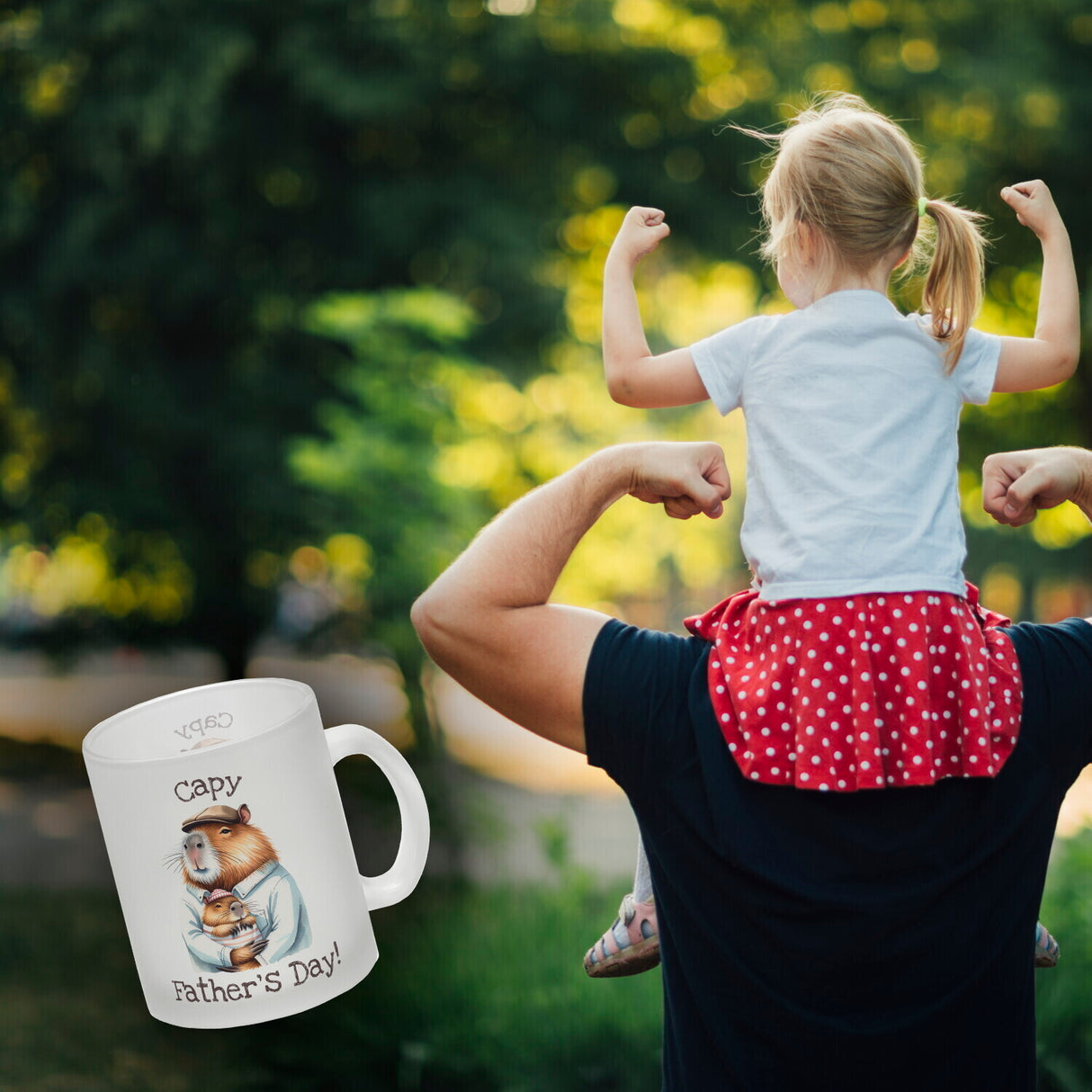 Capybara-Papa Aquarell-Optik Kaffeebecher mit Spruch Capy Father's Day