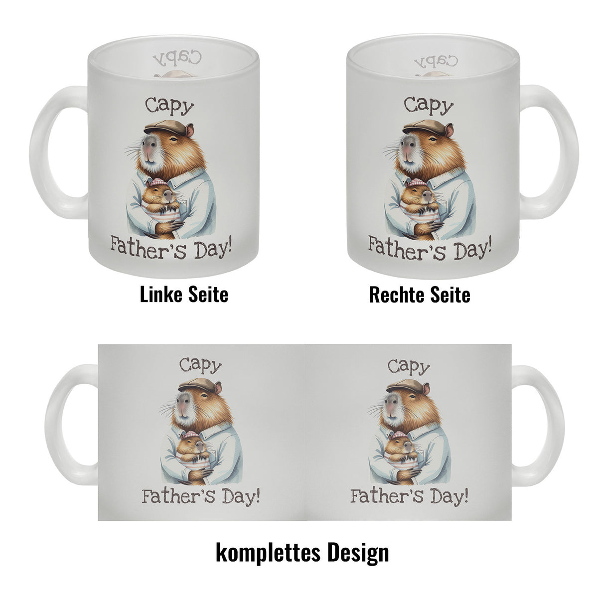 Capybara-Papa Aquarell-Optik Kaffeebecher mit Spruch Capy Father's Day