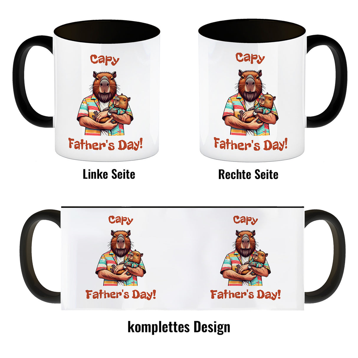 Capybara-Papa mit Kind Kaffeebecher mit Spruch Capy Father's Day