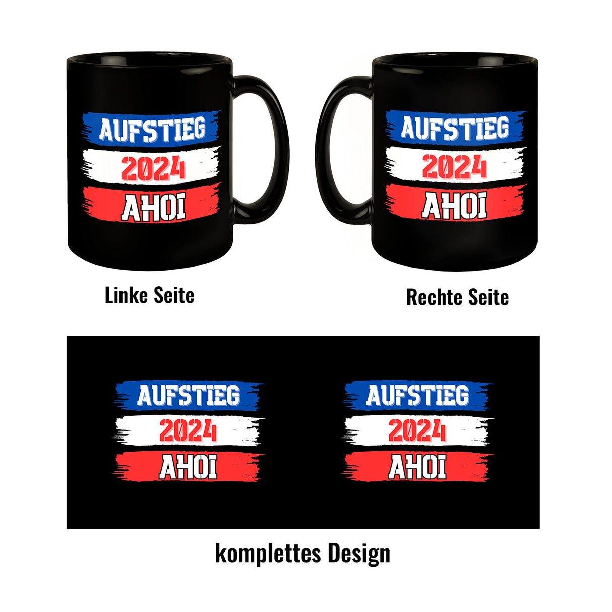 Kiel Aufstieg 2024 Tasse in Schwarz mit Spruch Ahoi