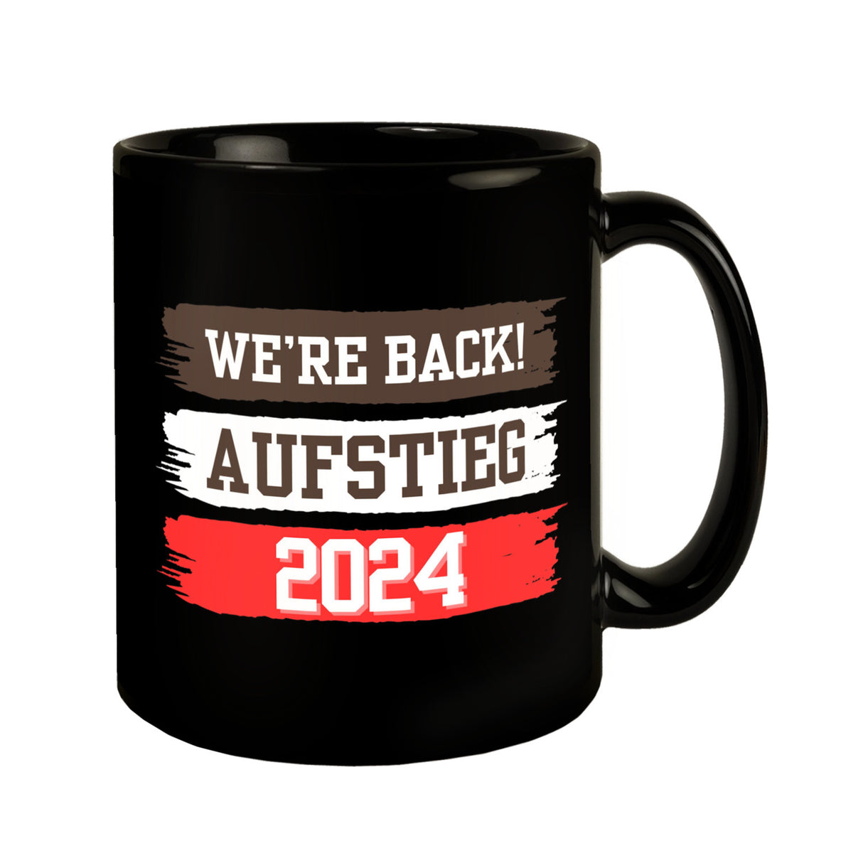 St. Pauli Aufstieg 2024 Tasse in Schwarz mit Spruch We're back
