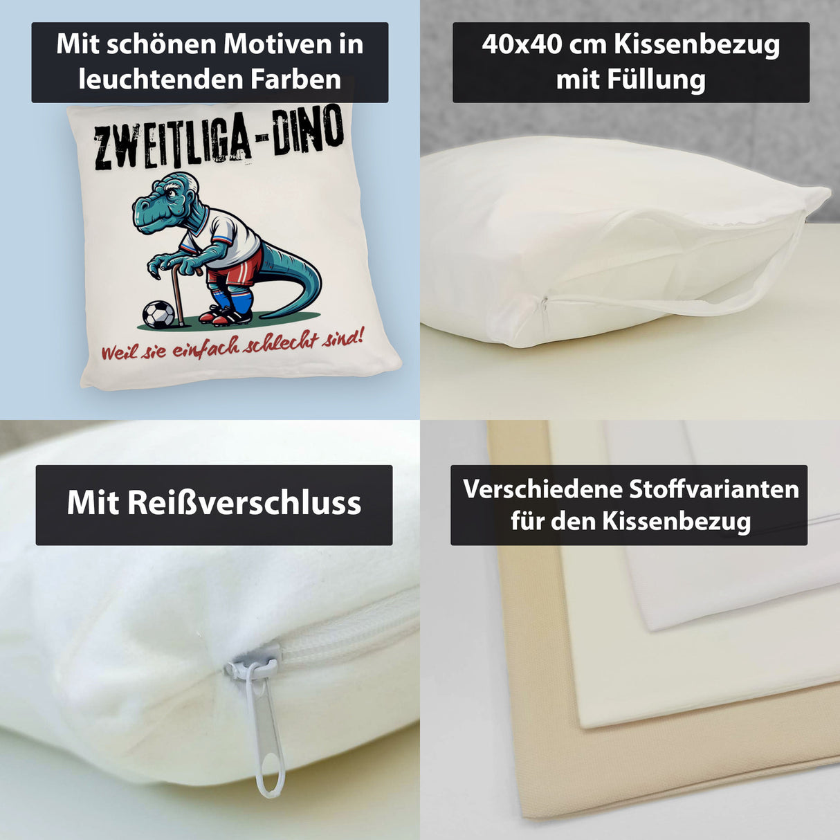 Hamburg Zweitliga-Dino Kissen mit Spruch Weil sie einfach schlecht sind