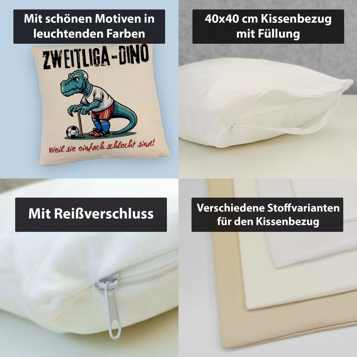 Hamburg Zweitliga-Dino Kissen mit Spruch Weil sie einfach schlecht sind