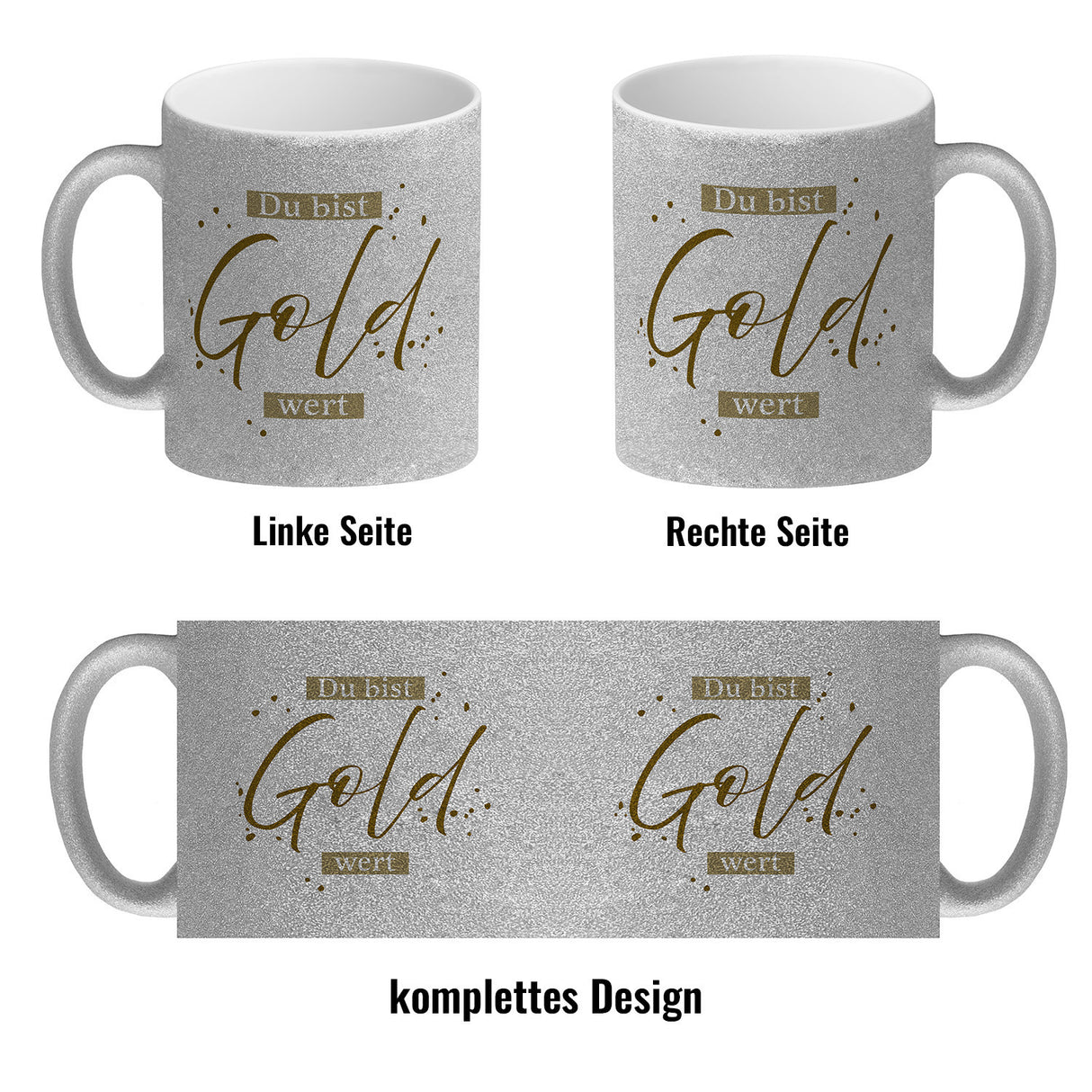 Danksagung Kaffeebecher mit Spruch Du bist Gold wert