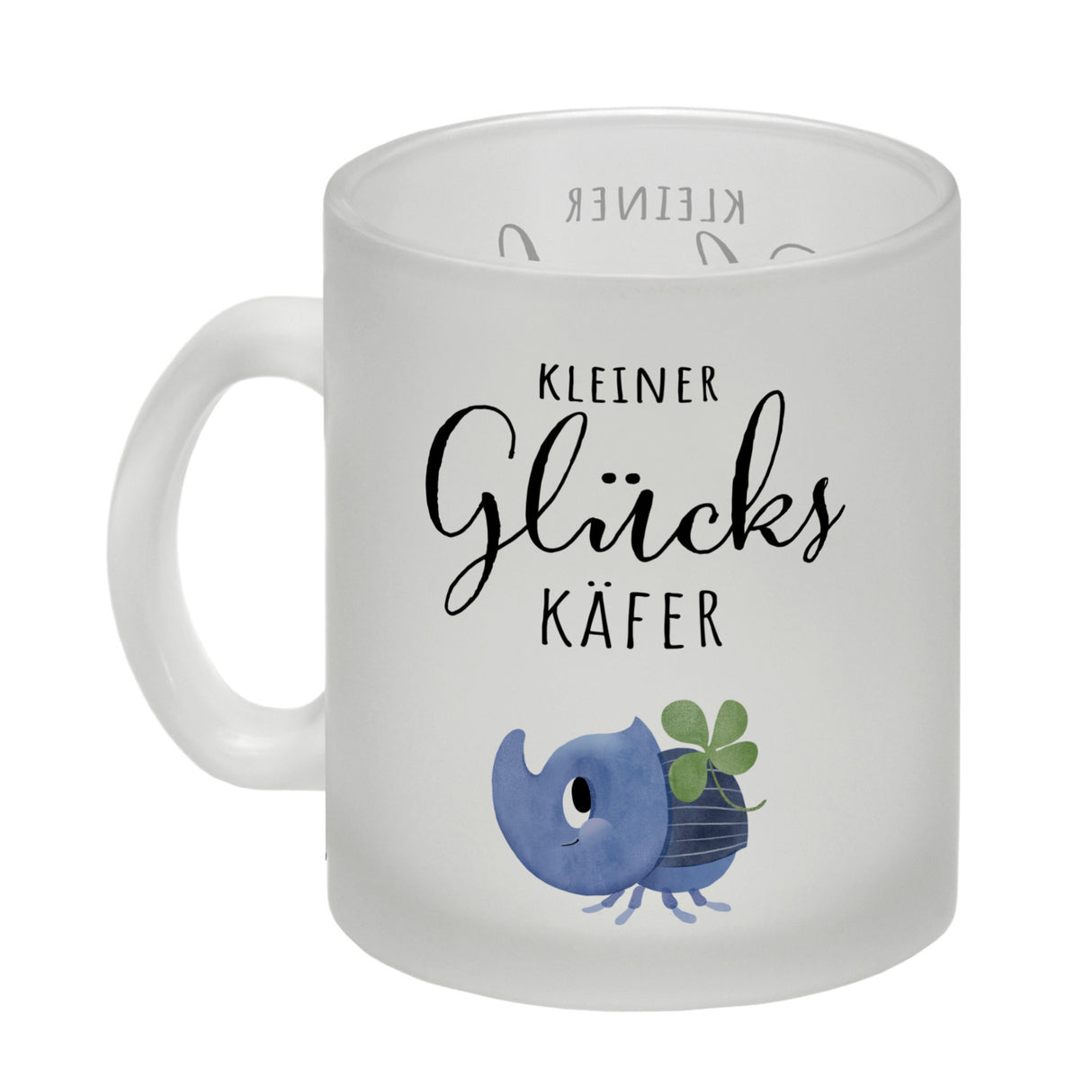 Nashornkäfer mit Klee Kaffeebecher mit Spruch Kleiner Glückskäfer