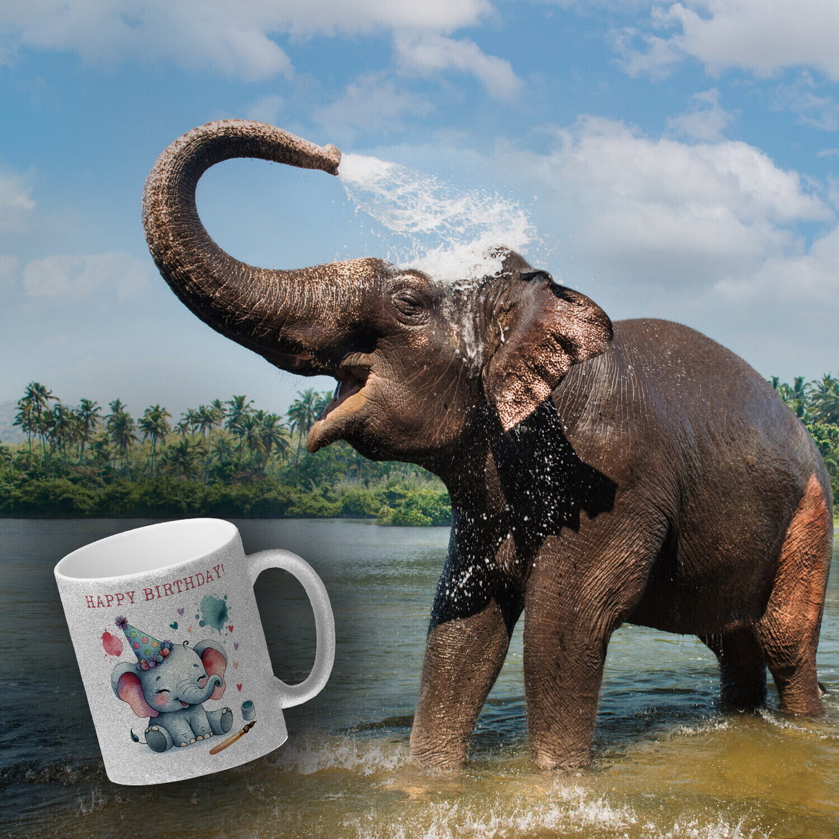 Happy Birthday Elefant Kaffeebecher