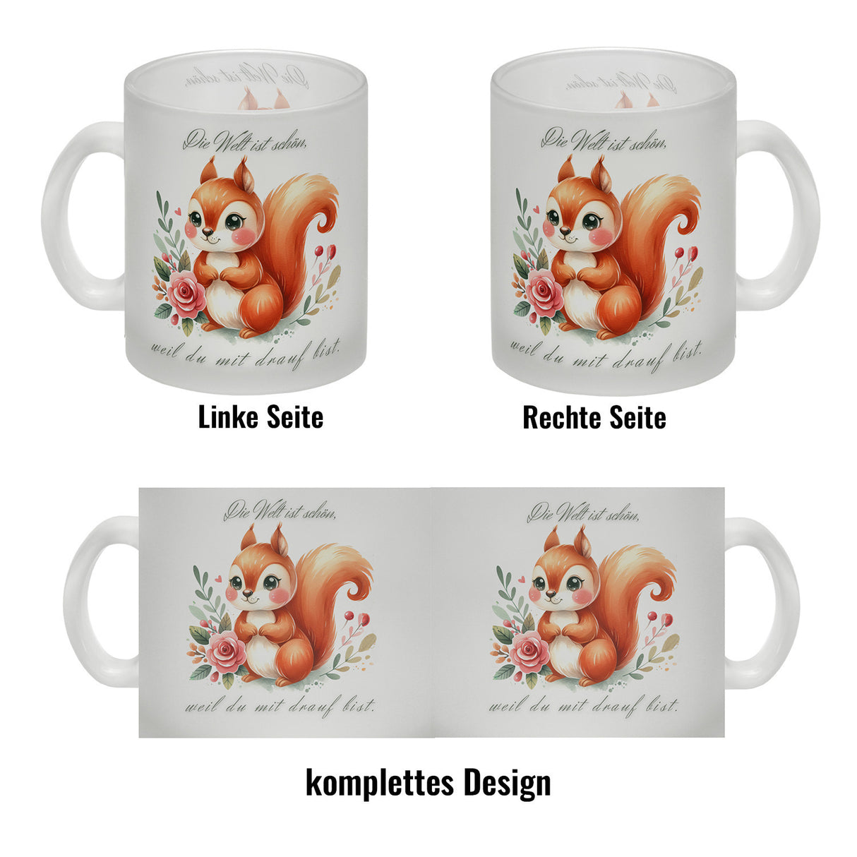 Eichhörnchen Kaffeebecher mit Spruch Welt schön da du dabei