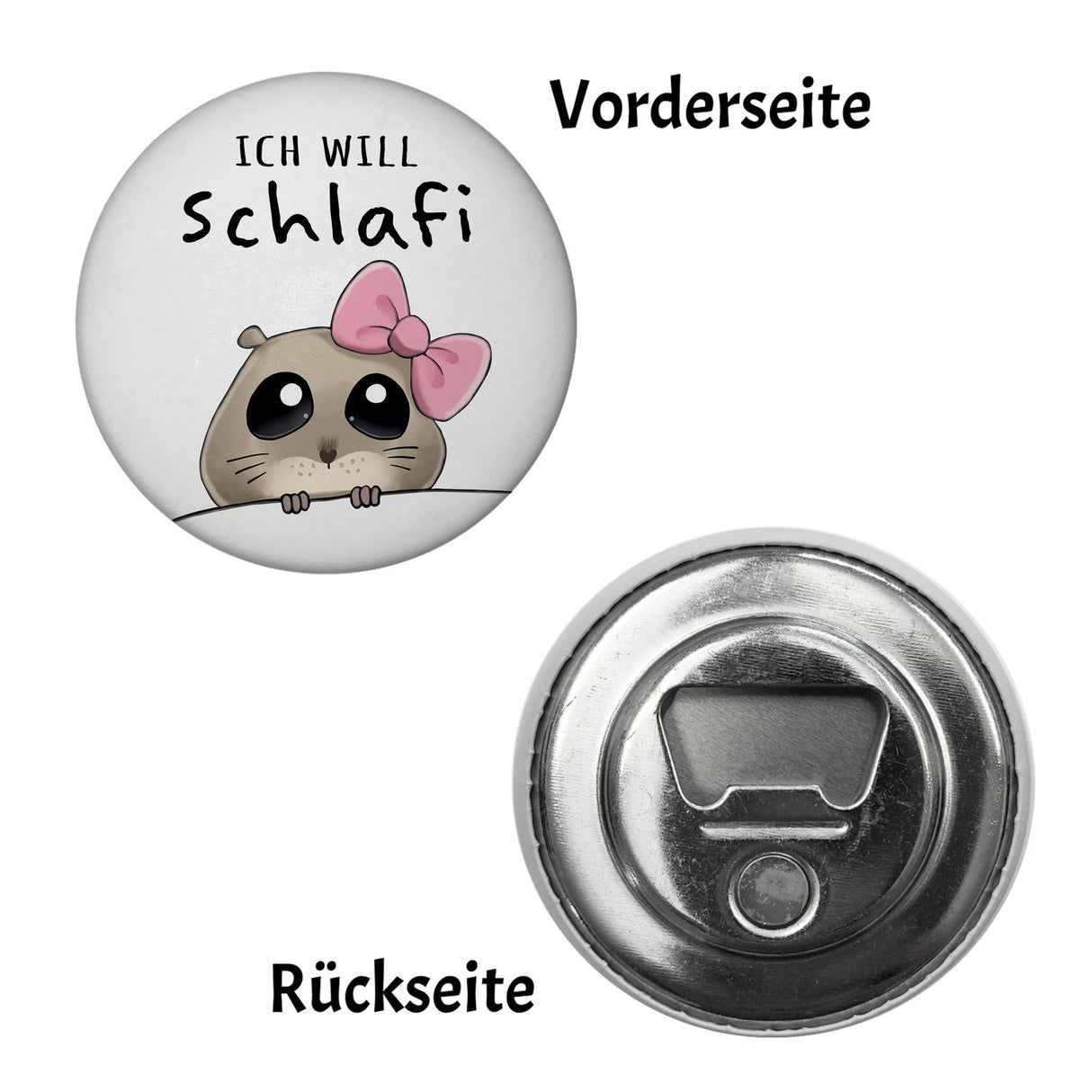 Meme Hamster Magnet rund mit Spruch Ich will Schlafi