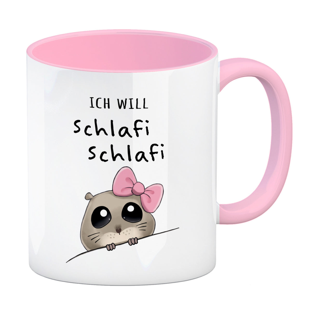 Meme Hamster Kaffeebecher mit Spruch Ich will Schlafi Schlafi