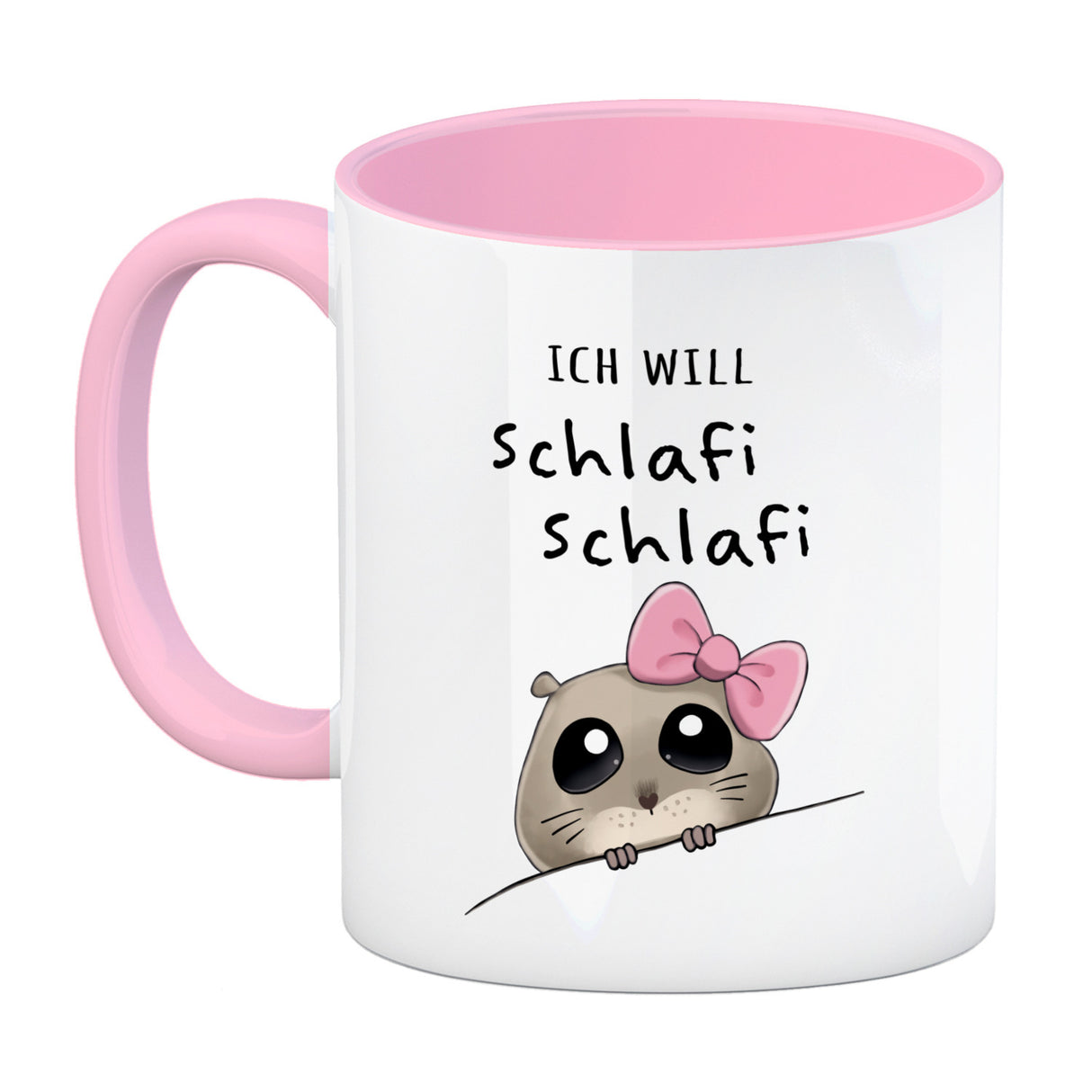 Meme Hamster Kaffeebecher mit Spruch Ich will Schlafi Schlafi