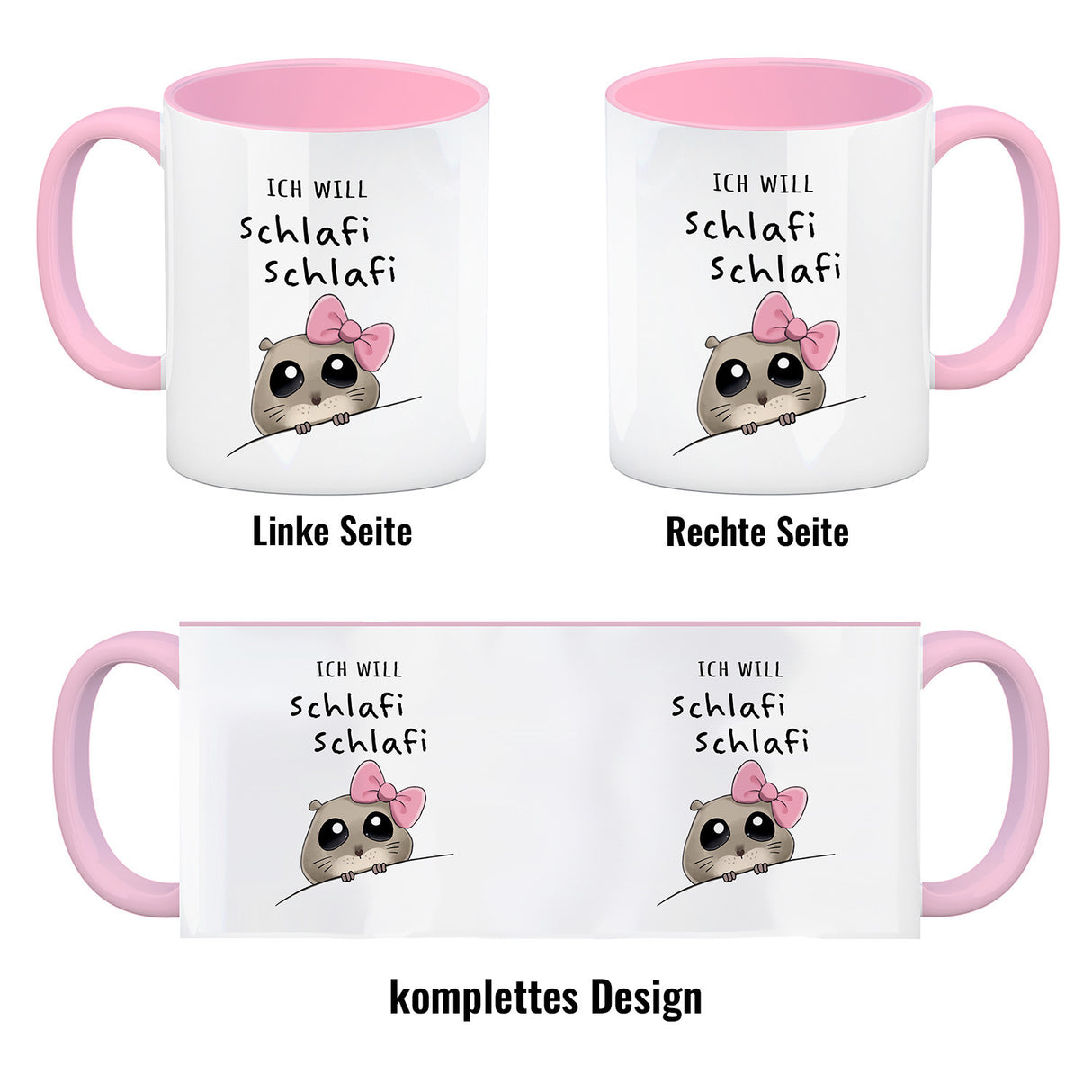 Meme Hamster Kaffeebecher mit Spruch Ich will Schlafi Schlafi