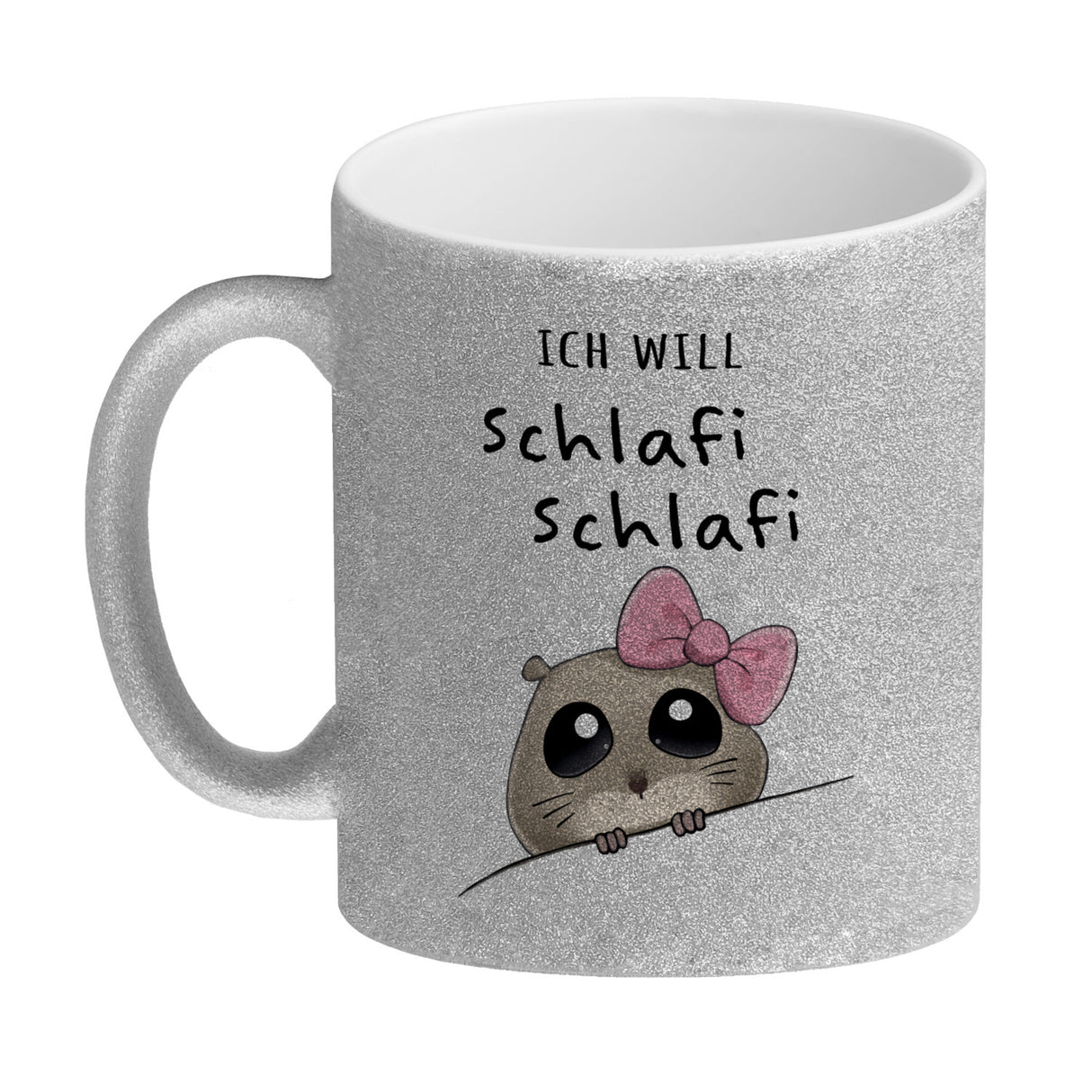 Meme Hamster Kaffeebecher mit Spruch Ich will Schlafi Schlafi