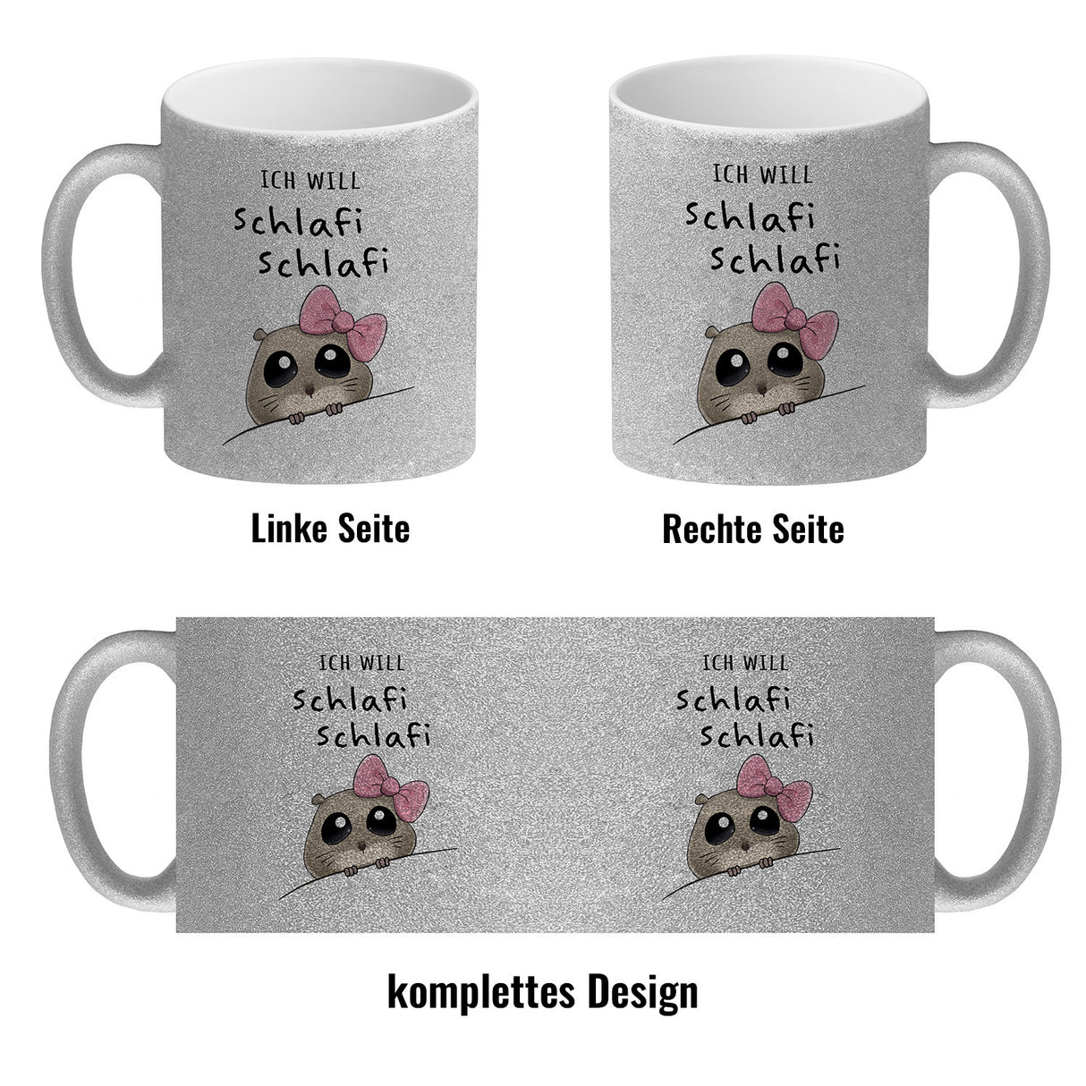 Meme Hamster Kaffeebecher mit Spruch Ich will Schlafi Schlafi
