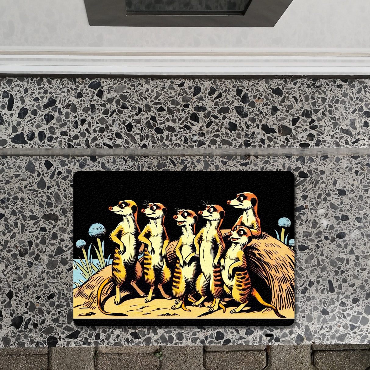 Erdmännchen Familie Fußmatte in 35x50 cm ohne Rand