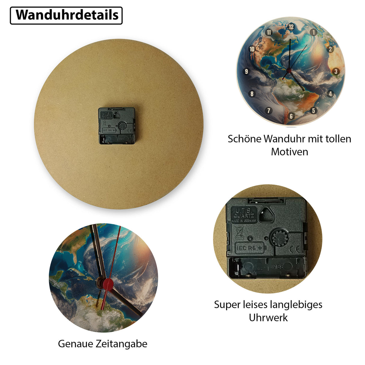 Erdkugel Wanduhr