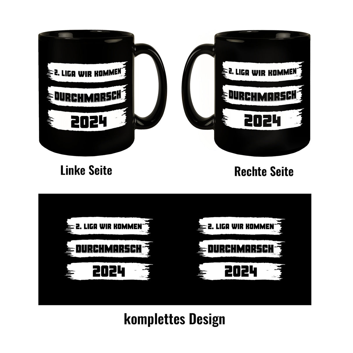 Ulm Aufstieg Tasse in Schwarz mit Spruch 2. Liga wir kommen - Durchmarsch 2024