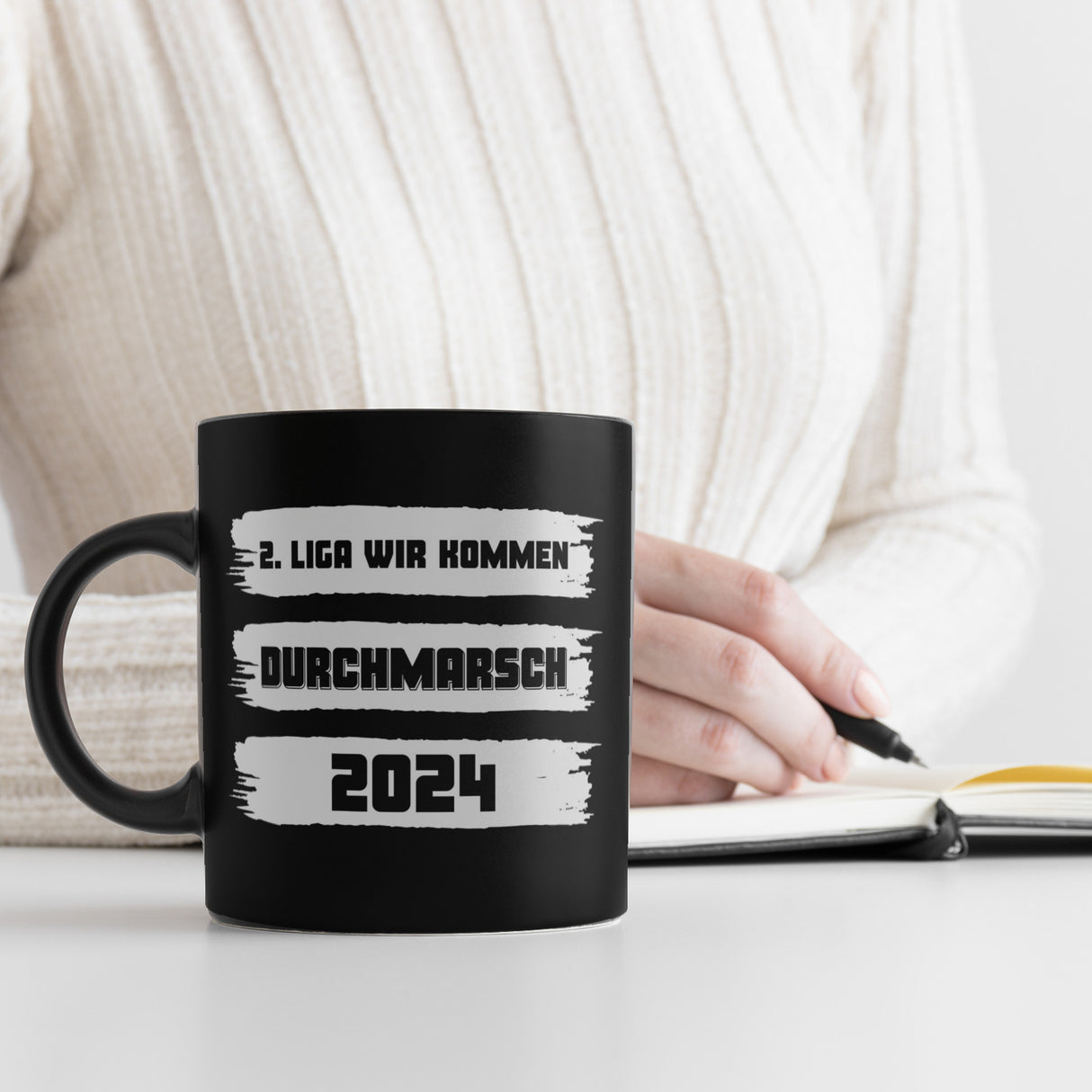Ulm Aufstieg Tasse in Schwarz mit Spruch 2. Liga wir kommen - Durchmarsch 2024