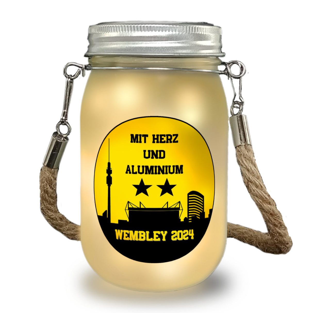 Dortmund Finale Wembley 2024 Solarlicht mit Spruch Mit Herz und Aluminium