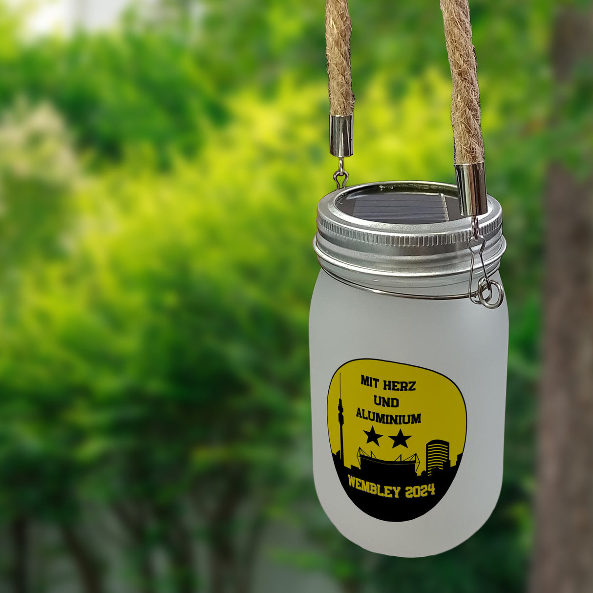 Dortmund Finale Wembley 2024 Solarlicht mit Spruch Mit Herz und Aluminium