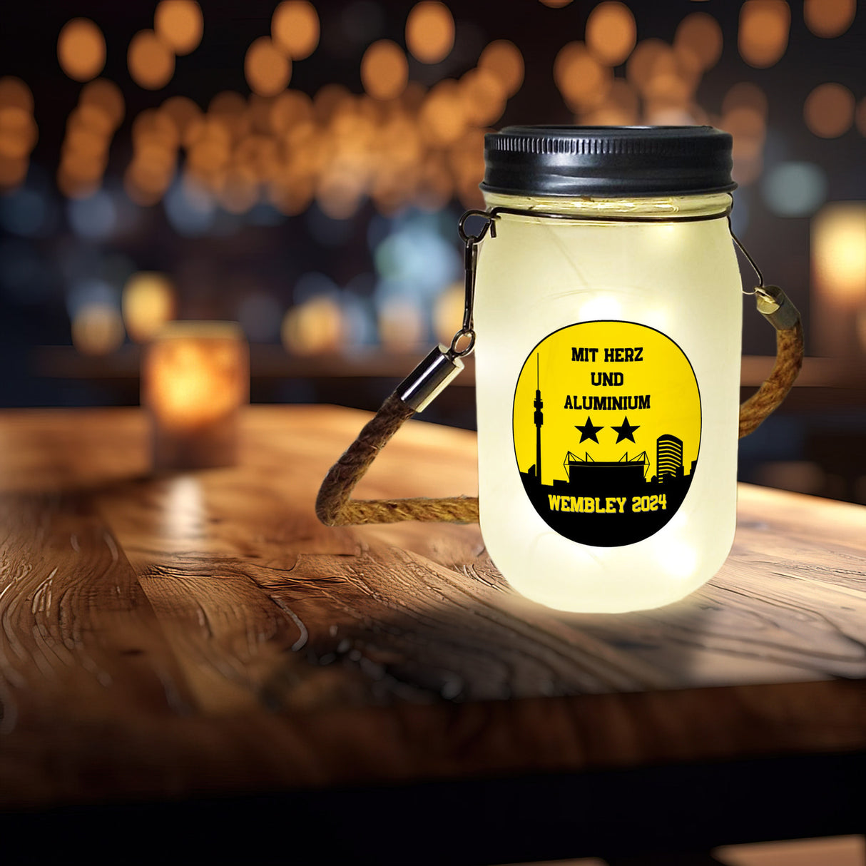 Dortmund Finale Wembley 2024 Solarlicht mit Spruch Mit Herz und Aluminium