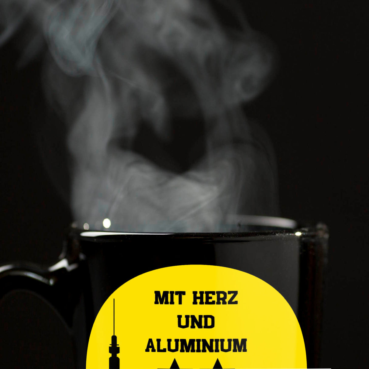 Dortmund Finale Wembley 2024 Tasse in Schwarz mit Spruch Mit Herz und Aluminium